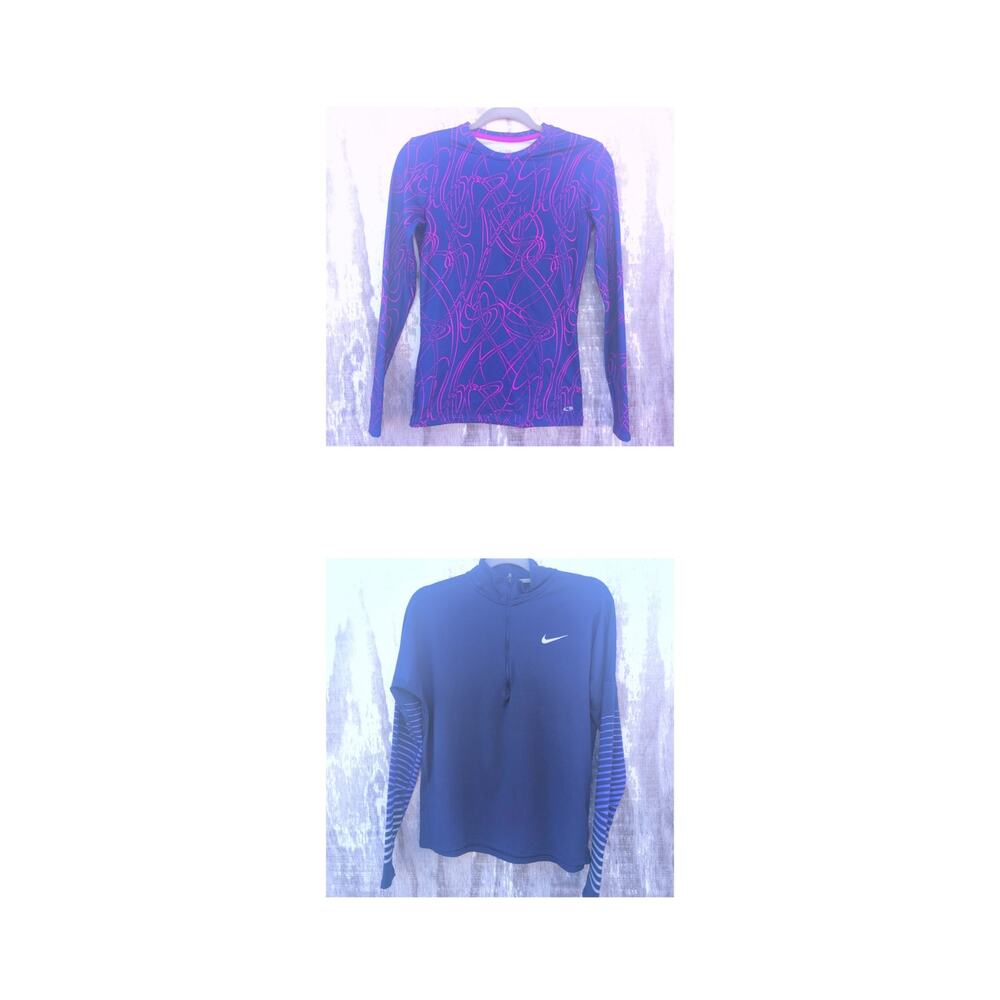 Nike / Champion (2) Gym Running Workout Tops Quarter Zip/Compression Women's M